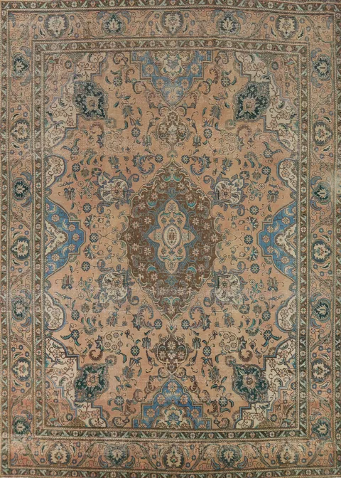 Vintage Wool Floral Tabriz Persian Area Rug 10x13