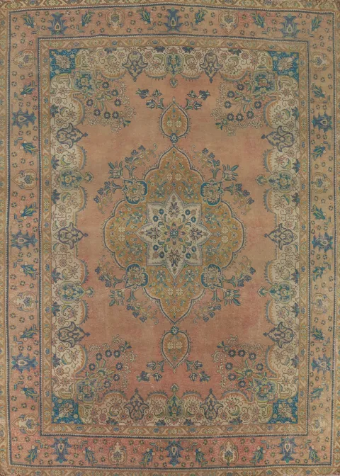 Vintage Medallion Tabriz Persian Area Rug 10x13