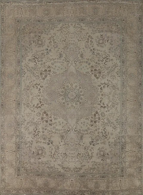 Floral Wool Medallion Tabriz Persian Area Rug 10x12
