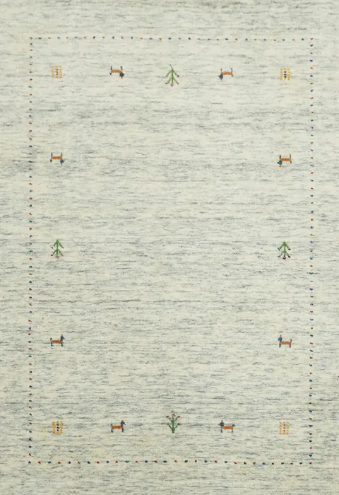 Modern Chic Gabbeh Rug in Neutral Tones with Artistic Abstract Patterns 4x6 ft