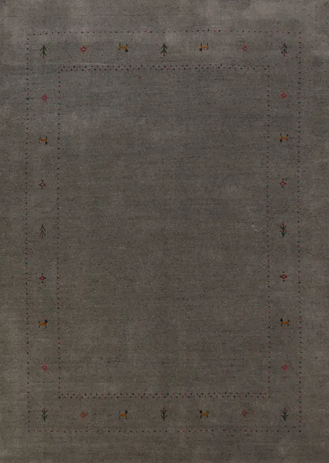Gray Wool Handmade Gabbeh Oriental Area Rug 5x8