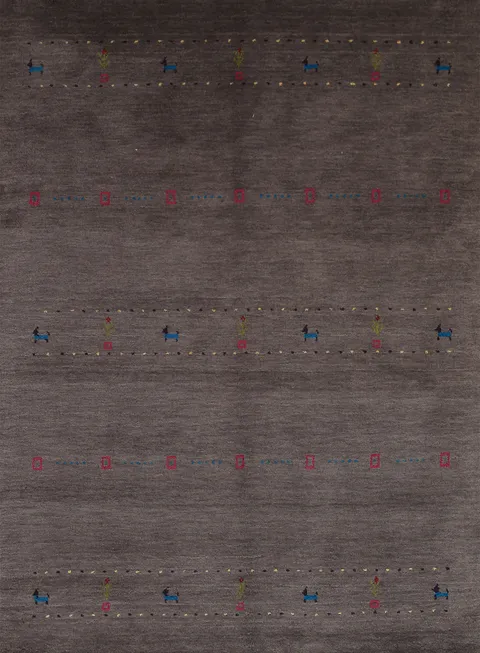 Tribal Wool Charcoal Gabbeh Oriental Rug 5x7