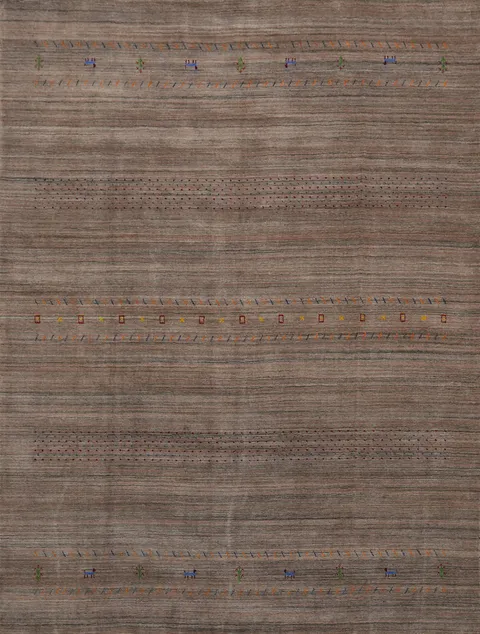 Little Animals Brown Gabbeh Oriental Area Rug 8x10