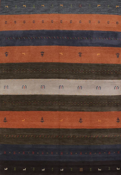 Striped Wool Gabbeh Oriental Area Rug 7x10