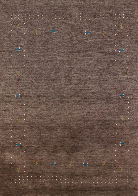 Wool Brown Handmade Gabbeh Oriental Area Rug 5x8