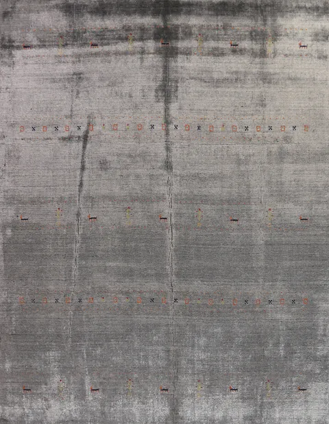 Silver Gray Wool Gabbeh Oriental Area Rug 8x10
