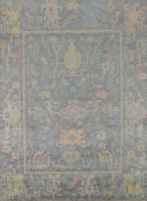 All-Over Gray Wool Oushak Oriental Area Rug 8x10
