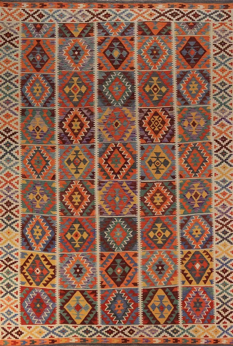 Flat Weave Wool Kilim Oriental Area Rug 8x12