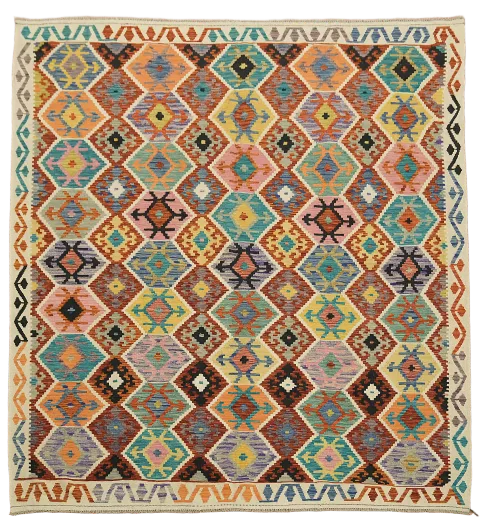 Vibrant Tribal Pattern Kilim Rug | Perfect for Modern Boho Spaces 8x10 ft