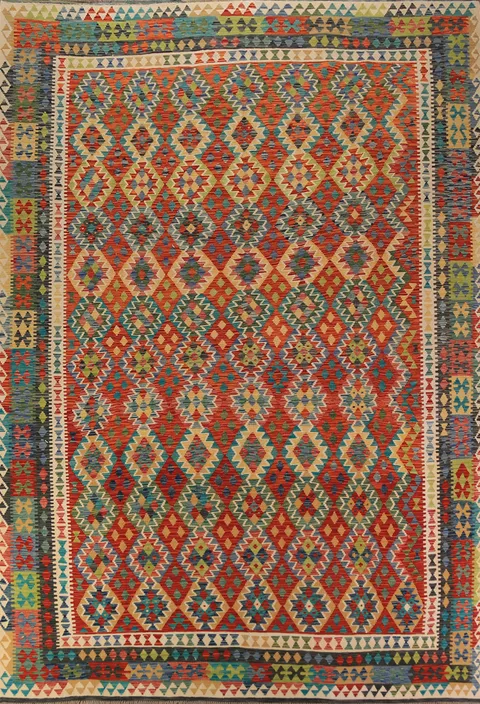Hand Woven Wool Kilim Oriental Area Rug 10x13