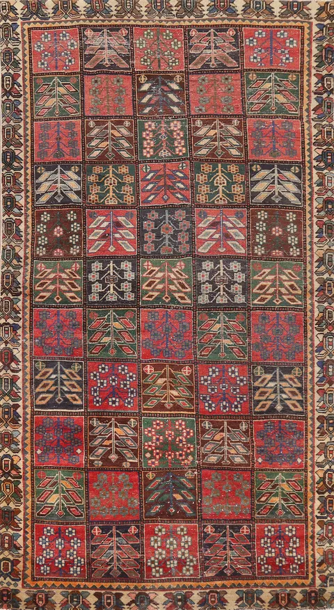 Garden Design Wool Bakhtiari Persian Area Rug 5x9