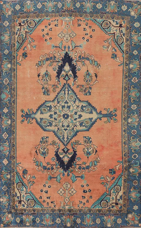 Vintage Wool Medallion Mahal Persian Area Rug 6x10