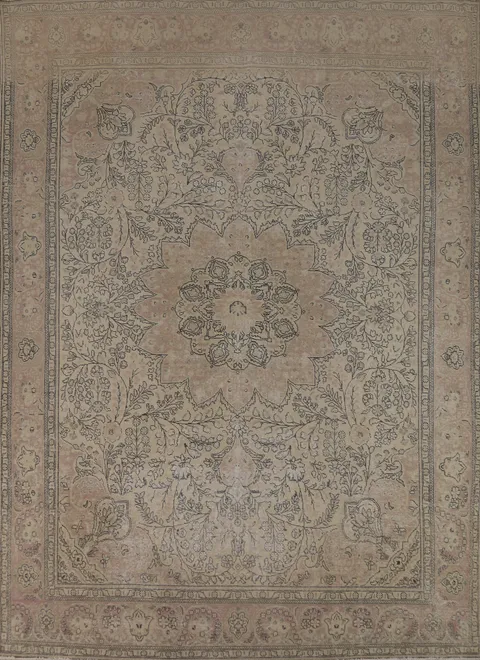 Floral Medallion Wool Tabriz Persian Area Rug 10x13
