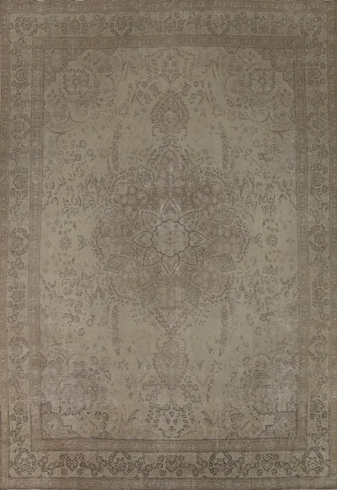 Floral Wool Medallion Tabriz Persian Area Rug 9x13