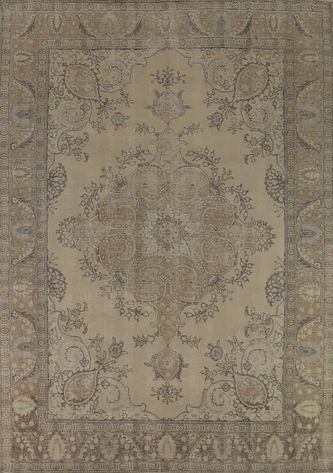 Vintage Wool Medallion Tabriz Persian Area Rug 10x12