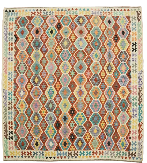 All-Over Geometric Kilim Oriental Area Rug 8x10