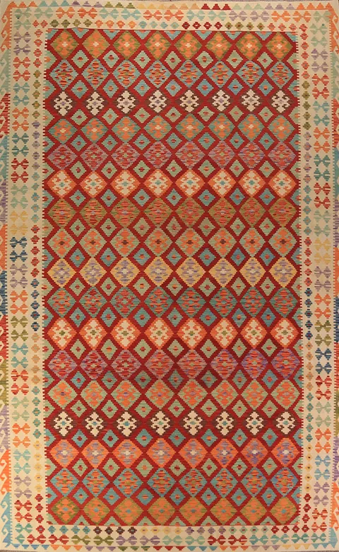 Flat Weave Wool Kilim Oriental Large Rug 10x16