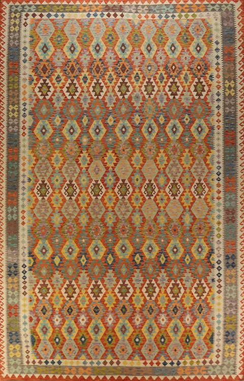 Flat Weave Wool Kilim Oriental Large Rug 10x16