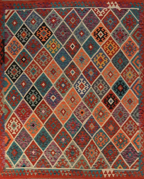 Flat Weave Wool Kilim Oriental Area Rug 8x10