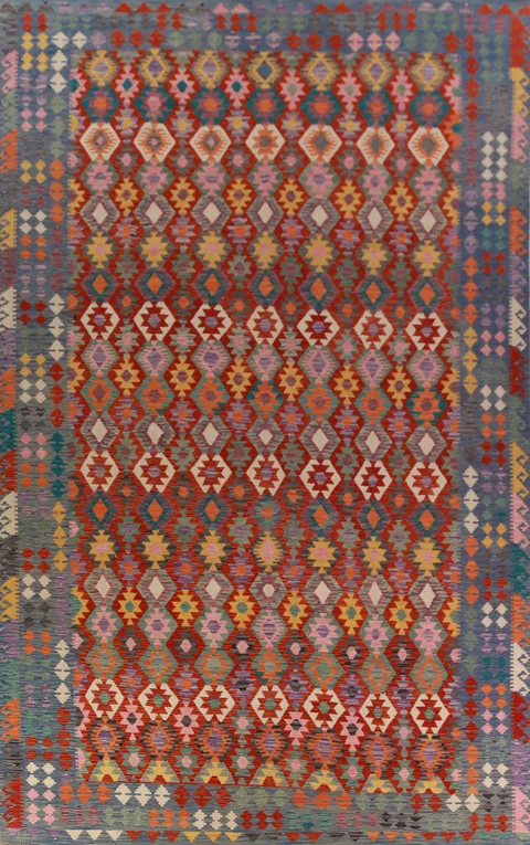 Geometric Wool Kilim Oriental Large Rug 10x16