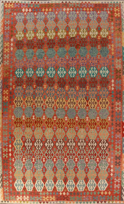 Geometric Wool Kilim Oriental Large Rug 10x16