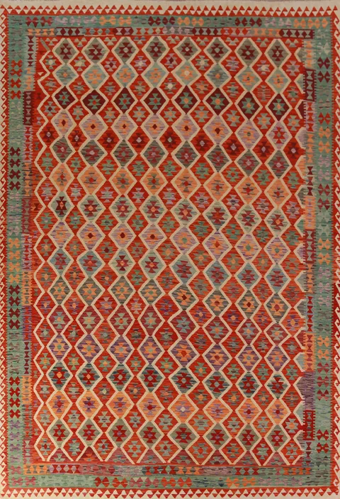 Reversible Wool Kilim Oriental Area Rug 10x13