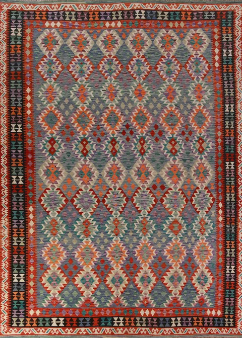 Reversible Wool Kilim Oriental Area Rug 10x13