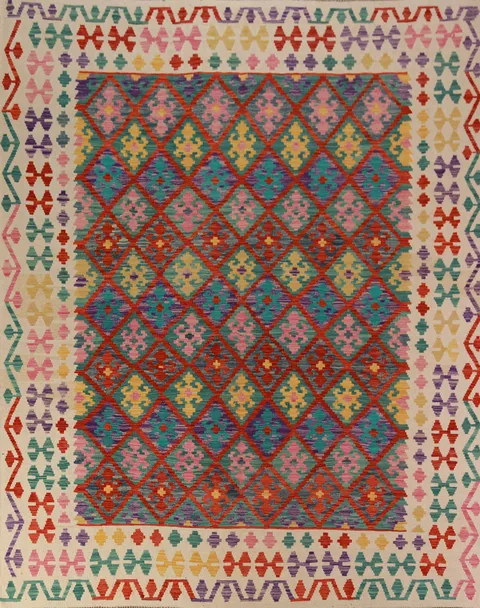 Flat Weave Wool Kilim Oriental Area Rug 8x10