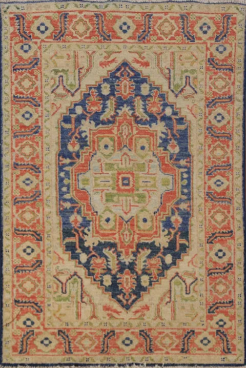 Wool Medallion Heriz Serapi Vegetable Dye Accent Rug 3x5