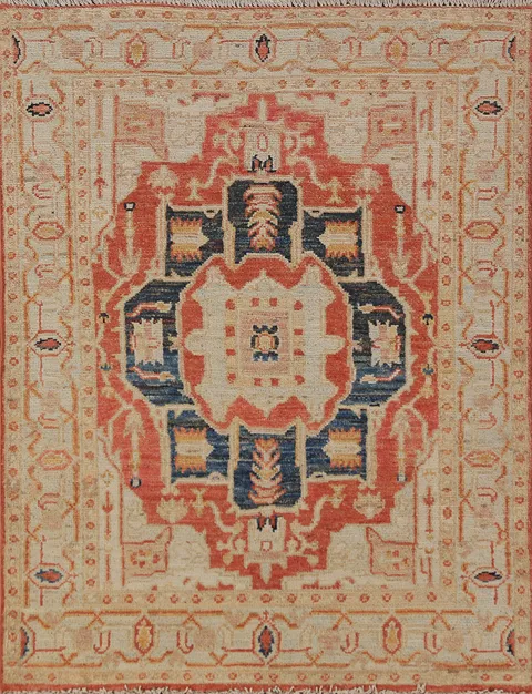 Wool Vegetable Dye Heriz Serapi Oriental Foyer Rug 3x4