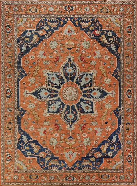 Vegetable Dye Wool Heriz Serapi Oriental Area Rug 9x12