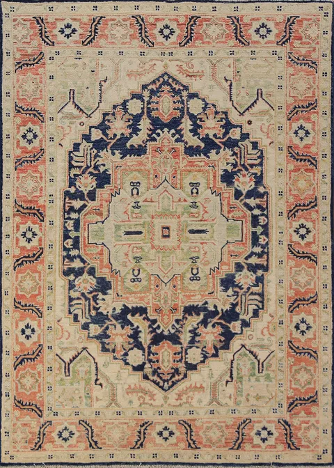 Vegetable Dye Wool Heriz Serapi Oriental Rug 5x7