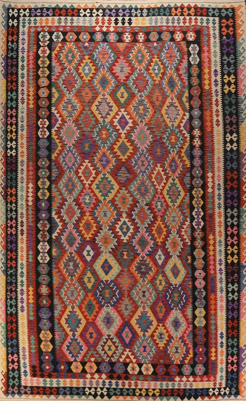 All-Over Geometric Kilim Oriental Large Rug 10x16