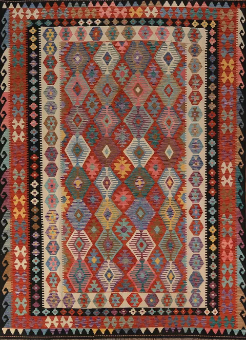 Flat Weave Wool Kilim Oriental Area Rug 8x11