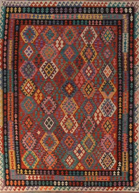 Flat Weave Wool Kilim Oriental Area Rug 8x12