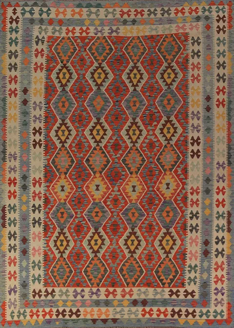 South Western Style Wool Kilim Oriental Area Rug 8x11