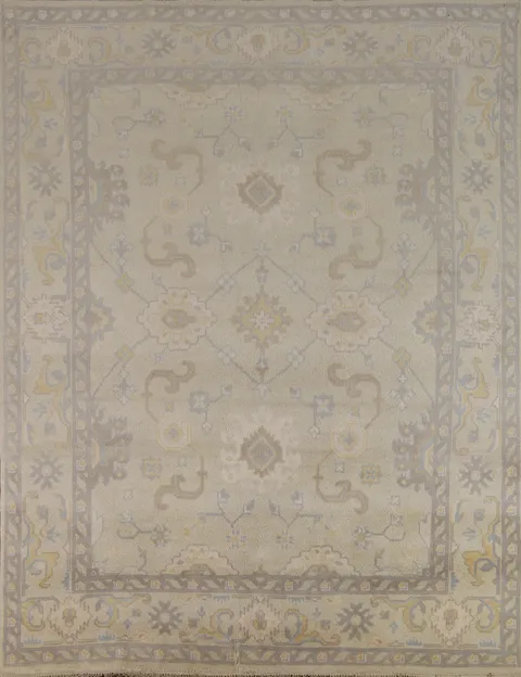 Earth Tone Wool Oushak Indian Area Rug 8x9