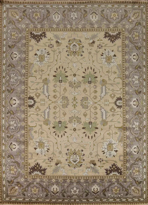 Muted Handmade Wool Oushak Indian Area Rug 9x12