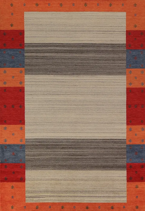 Striped Wool Gabbeh Oriental Area Rug 7x10