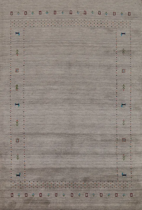 Tribal Gray Wool Gabbeh Oriental Area Rug 5x8