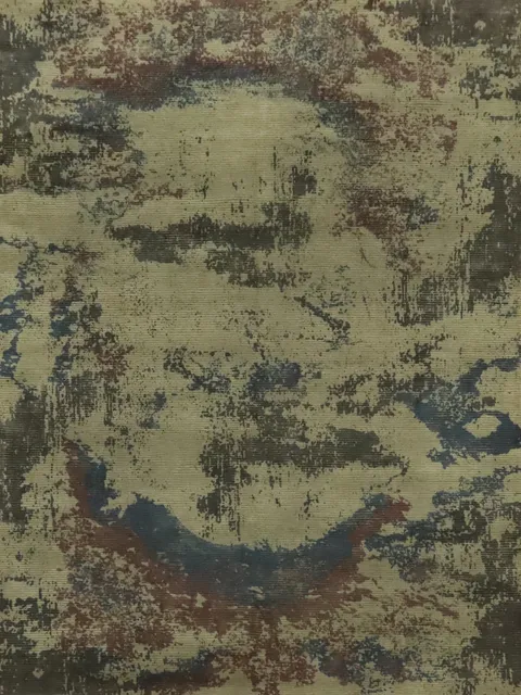 Handmade Green Abstract Indian Area Rug 8x10