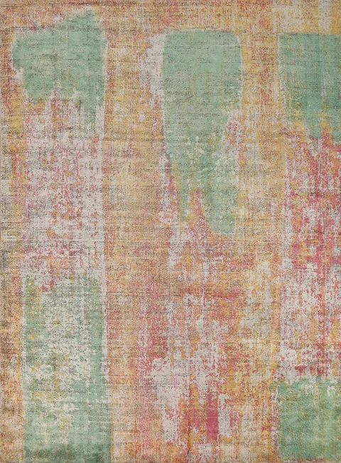 Contemporary Wool Colorful Abstract Indian Area Rug 7x9
