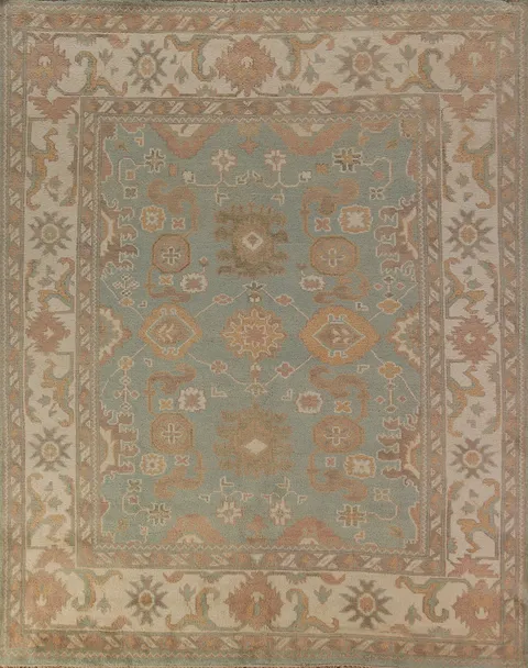 Aqua Blue Handmade Oushak Indian Area Rug 8x10
