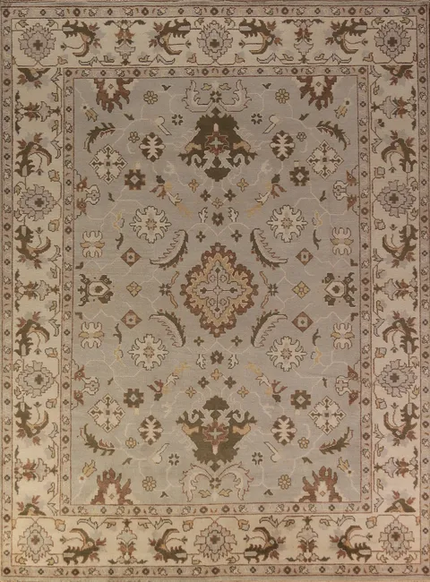 Earth Tone Wool Oushak Indian Area Rug 9x12