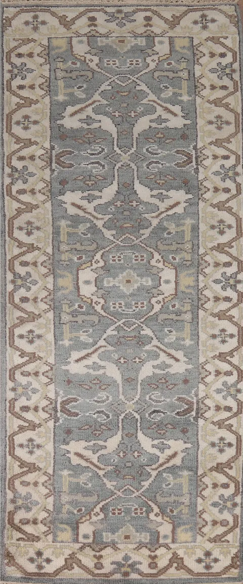 Handmade Wool Oushak Indian Runner Rug 3x8