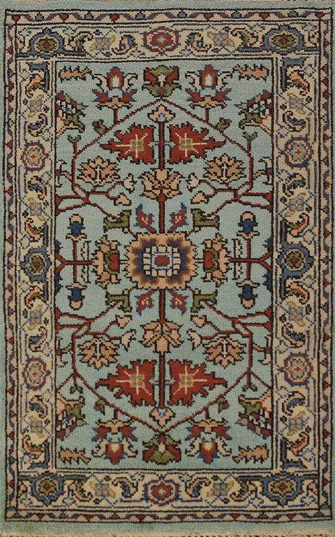 Light Blue Handmade Oushak Indian Rug 3x5