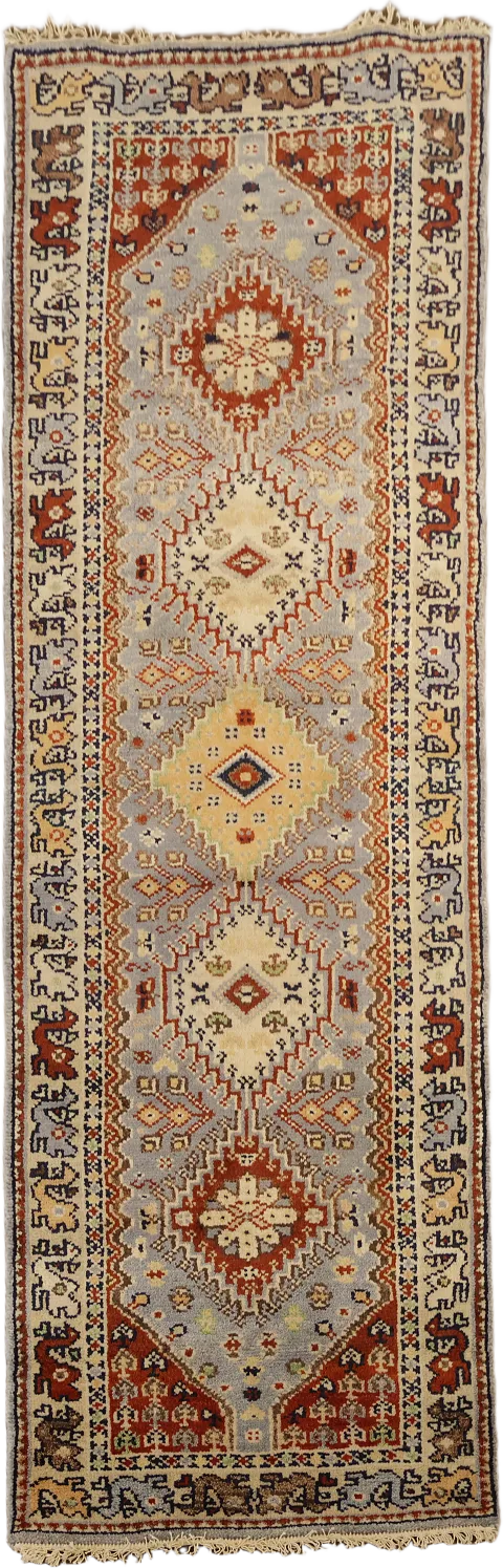 Geometric Heriz Serapi Indian Runner Rug 3x8