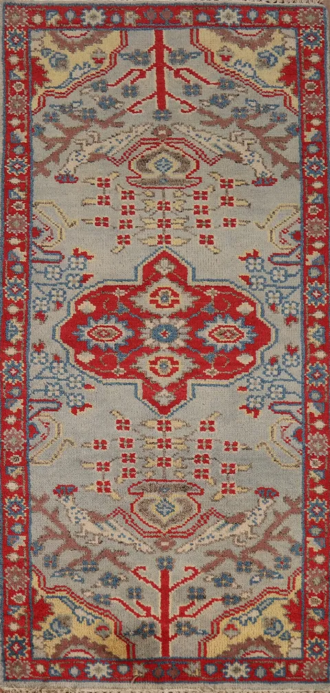 Animals Design Wool Kazak Indian Rug 3x6