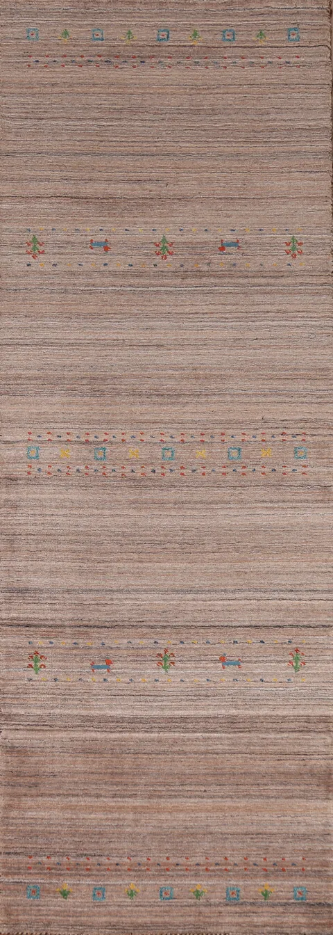Little Animals Brown Gabbeh Indian Runner Rug 3x10