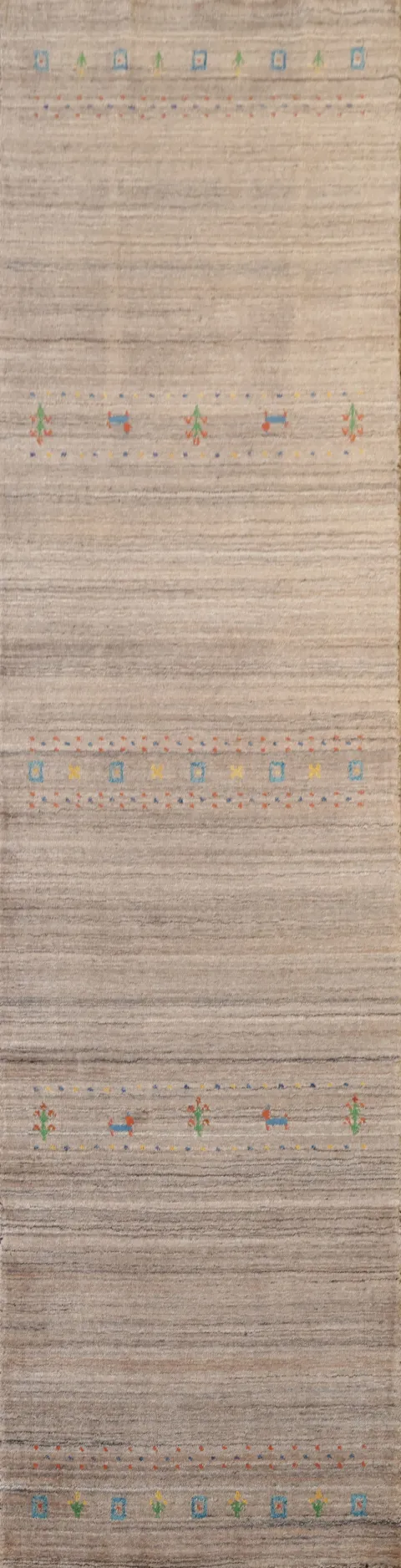 Little Animals Brown Gabbeh Indian Runner Rug 3x10
